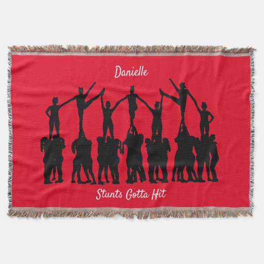 Cheerleader "Stunts Gotta Hit" Personalisiert Red Decke (Vorderseite)