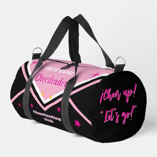 Cheerleader-Tasche, personalisiert pink, weiß & sc Duffle Bag (Linke Seite)