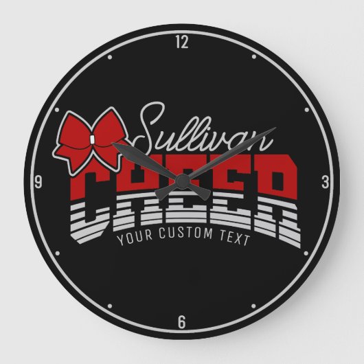 Cheerleader Team ADD NAME School Athlete Cheerlead Große Wanduhr (Vorderseite)