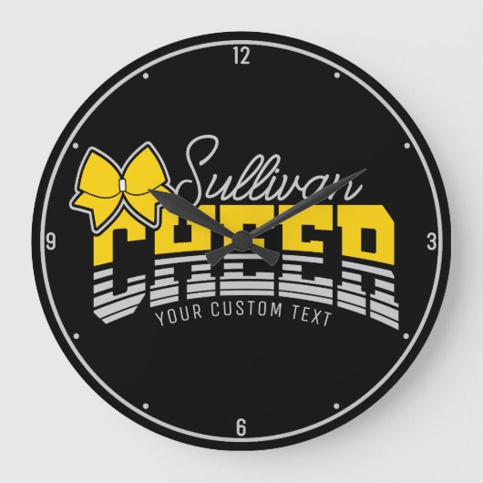 Cheerleader Team ADD NAME School Athlete Cheerlead Große Wanduhr (Vorderseite)