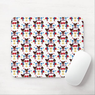 Cheerleader-Team-Trophäe Pom-Poms Rot Blau Gelb Mousepad