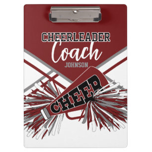 Cheerleader-Trainer - Maroon Rot, Gary & Weiß Klemmbrett