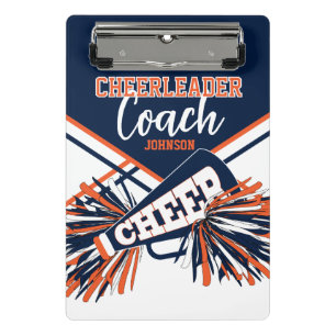 Cheerleader-Trainer - Navyblau, Orange und Weiß Mini Klemmbrett