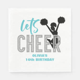 Cheerleader turquoise Silver Black Cheer Geburtsta Serviette