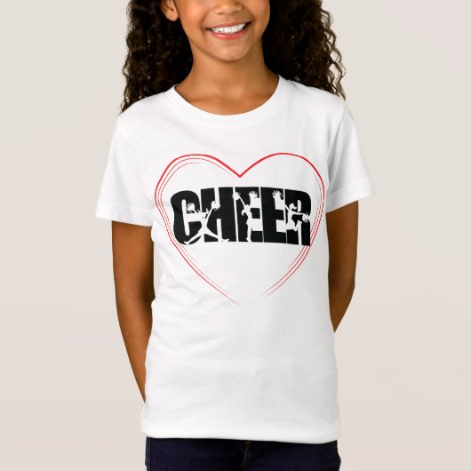 Cheerleader Typografie Cheer Silhouette Liebe Girl T-Shirt (Vorderseite)