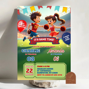 Cheerleader und Football gemeinsame Geburtstagsfei Einladung