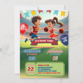 Cheerleader und Football Joint Geburtstag Einladung (Vorderseite)