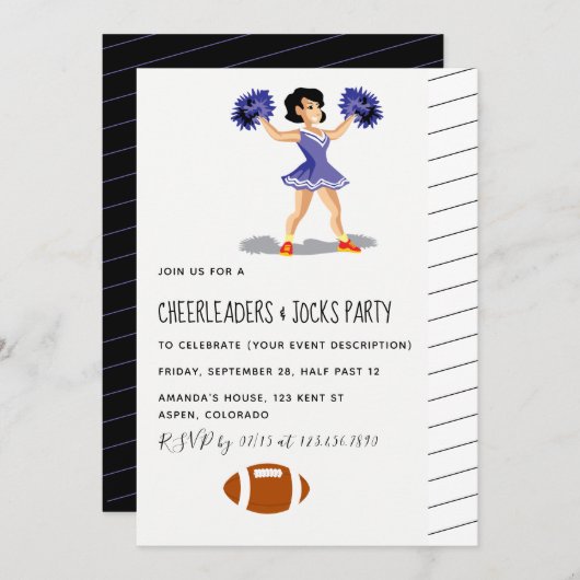 Cheerleader und Jocks Party Einladung (Vorne/Hinten)