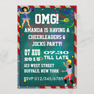 Cheerleader und Sportler Tafelbild Einladung