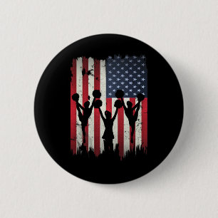 Cheerleader Usa Amerikanische Flagge 4. Juli Cheer Button