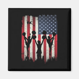 Cheerleader Usa Amerikanische Flagge 4. Juli Cheer Magnet