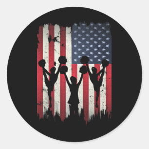 Cheerleader Usa Amerikanische Flagge 4. Juli Cheer Runder Aufkleber