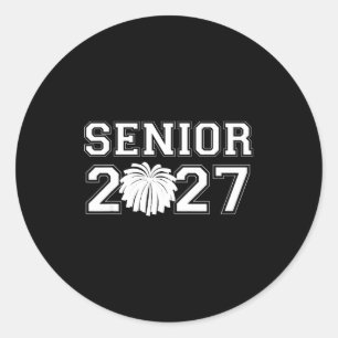Cheerleaderin der Abschlussklasse 2027 Abitur Runder Aufkleber