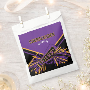 Cheerleaderin in Lila, Gold und Schwarz Geschenktütchen