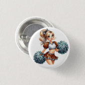 Cheerleaderin mit Tiermuster Button (Vorne & Hinten)