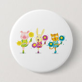 Cheerleading Animal Trio Pig Bunny and Cat Button (Vorderseite)