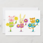 Cheerleading Animal Trio Pig Bunny and Cat Einladung (Vorderseite)
