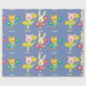 Cheerleading Animal Trio Pig Bunny and Cat Geschenkpapier (Flach)