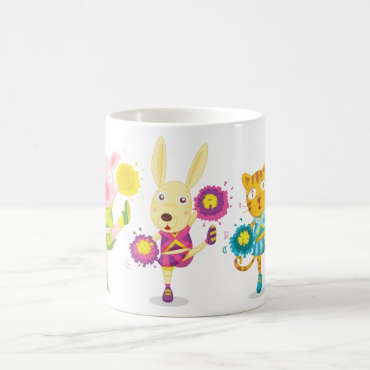 Cheerleading Animal Trio Pig Bunny and Cat Kaffeetasse (Mittel)