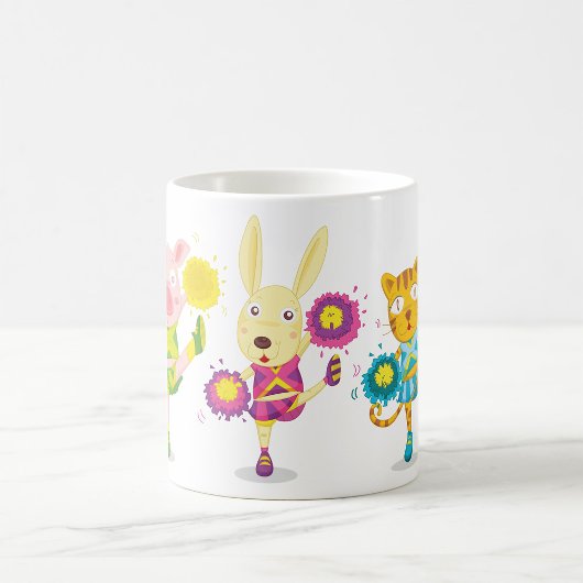 Cheerleading Animal Trio Pig Bunny and Cat Kaffeetasse
