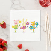 Cheerleading Animal Trio Pig Bunny and Cat Serviette (Beispiel)