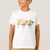 Cheerleading Animal Trio Pig Bunny and Cat T-Shirt (Vorderseite)