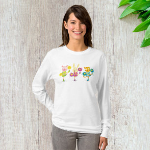 Cheerleading Animal Trio Pig Bunny and Cat T-Shirt