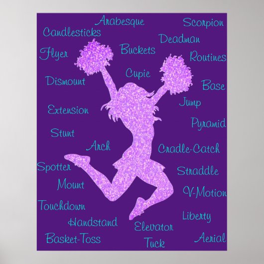 Cheerleading-Begriffe Typography Poster (Vorne)