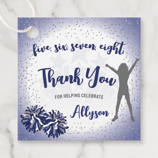 Cheerleading Birthday Navy Blue Vielen Dank Geschenkanhänger (Vorderseite)