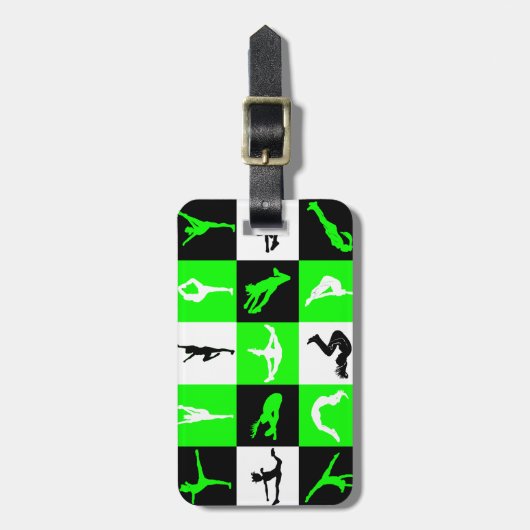 Cheerleading Block-Gepäckanhänger im Grün Gepäckanhänger (Vorderseite vertikal)