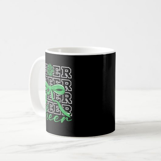 Cheerleading Cheer Green Coquette Bow Cheerleader Kaffeetasse (Vorderseite Links)
