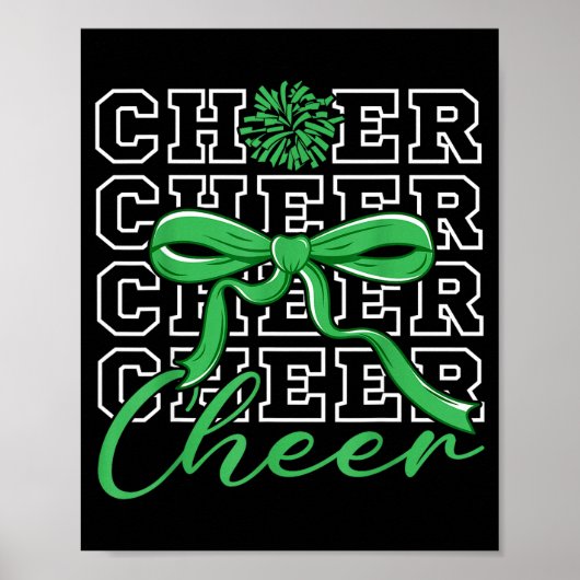 Cheerleading Cheer Green Coquette Bow Cheerleader Poster (Vorne)