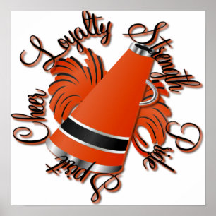 Cheerleading die schwarzen und orange Qualitäten Poster