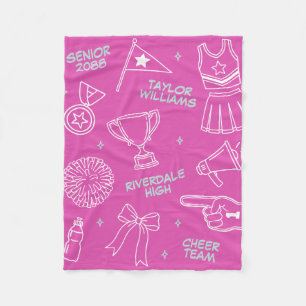 Cheerleading Doodle Cheer Team Senior Geschenk Fleecedecke