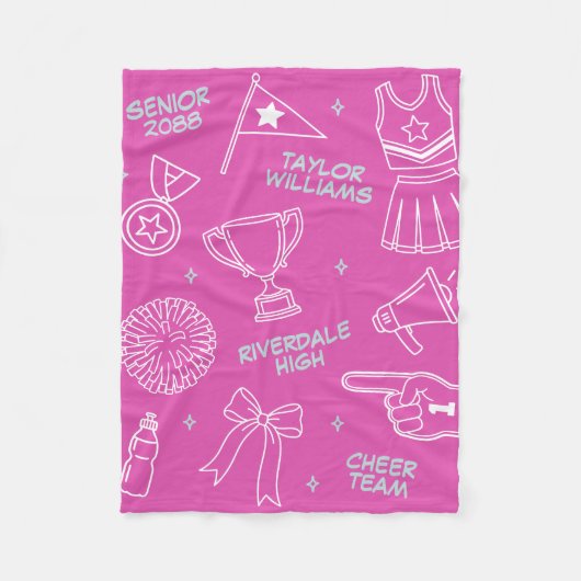 Cheerleading Doodle Cheer Team Senior Geschenk Fleecedecke (Vorderseite)