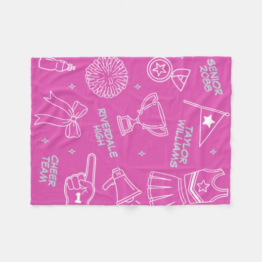 Cheerleading Doodle Cheer Team Senior Gift Fleecedecke (Vorderseite (Horizontal))