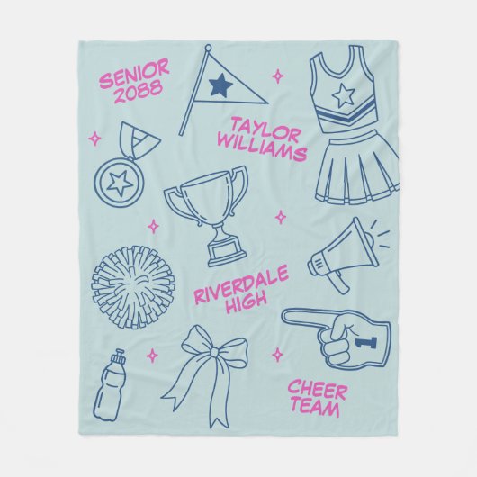 Cheerleading Doodle Cheer Team Senior Night Fleecedecke (Vorderseite)