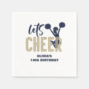 Cheerleading Gold und Navy Cheer Geburtstag Serviette