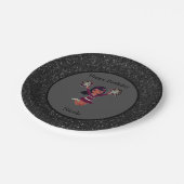 Cheerleading "Happy Birthday" Black Sparkle Pappteller (Schrägansicht)