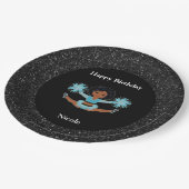Cheerleading "Happy Birthday" Black Sparkle Pappteller (Schrägansicht)