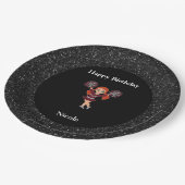 Cheerleading "Happy Birthday" Black Sparkle Pappteller (Schrägansicht)