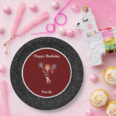Cheerleading "Happy Birthday" Black Sparkle Pappteller (Party)