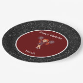 Cheerleading "Happy Birthday" Black Sparkle Pappteller (Schrägansicht)