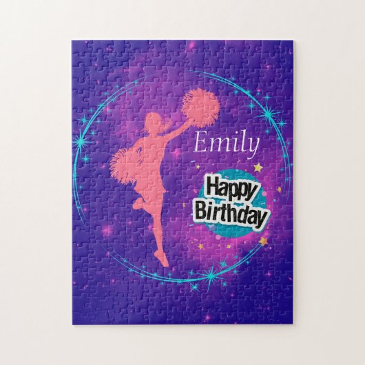 Cheerleading Happy Birthday Galaxy Personalisiert Puzzle (Vertikal)