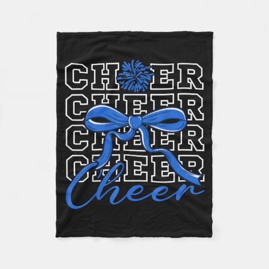 Cheerleading Jubel Blau Kokette Schleife Cheerlead Fleecedecke (Vorderseite)