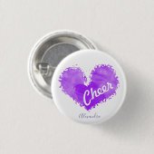 Cheerleading lila Herzknopf Button (Vorne & Hinten)