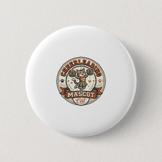 Cheerleading-Maskottchen Katze Cheerleading-Maskot Button (Vorderseite)