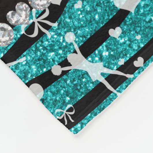 Cheerleading Namenstürkis-Glitter Zebrastreifen Fleecedecke (Ecke)