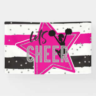 Cheerleading Pink Silber Schwarz Cheer Geburtstag Banner
