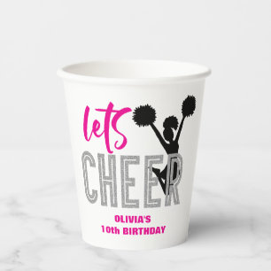 Cheerleading Pink Silber Schwarz Cheer Geburtstag Pappbecher